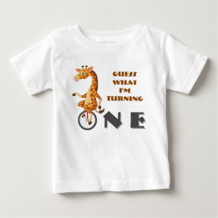 O-N-E ホイール ジラフ ファースト バースデー ベイビー T シャツ