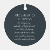 O Oriens O Dayspring Advent O Antiphons メタルオーナメント (裏面)