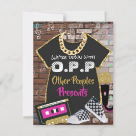 O.P.Pレトロ90のヒップホップピンク|金ゴールド サンキューカード