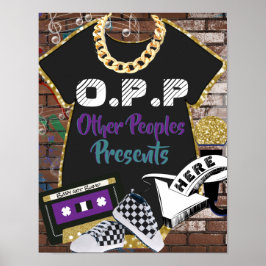 O.P.P ヒップホップ パープル|ターコイズ かわいいギフト テーブルサイン ポスター
