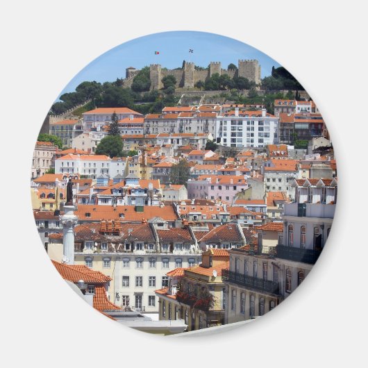 O Rossio e a Colina do Castelo, Lisboa, Portugal マグネット (正面)