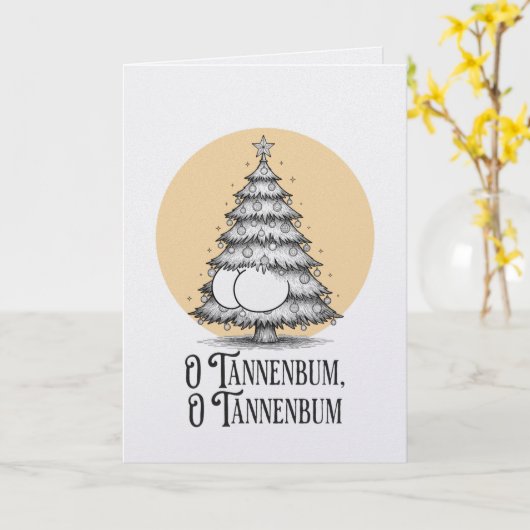 O Tannenbum Christmas tree butt bum joke card カード (黄色い花)