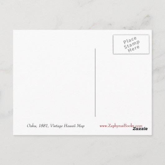 Oahu, 1881, Vintage Hawaii Map ポストカード (裏面)