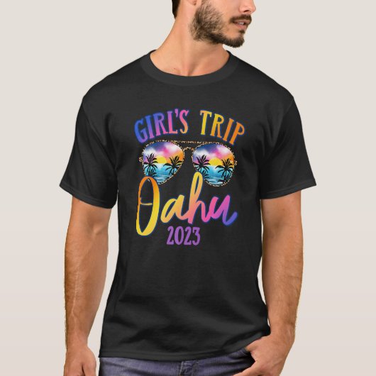 Oahu Hawaii 2023 Girls Trip Sunglasses Summer Girl Tシャツ (正面)