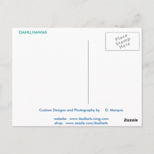 OAHU,HAWAII#4はがき ポストカード (裏面)