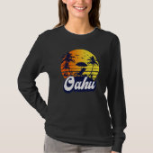 Oahu Hawaii Hawaiian Sunset Beach Retro Premium Tシャツ (正面)