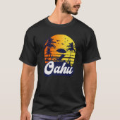 Oahu Hawaii Hawaiian Sunset Beach Retro Premium Tシャツ (正面)