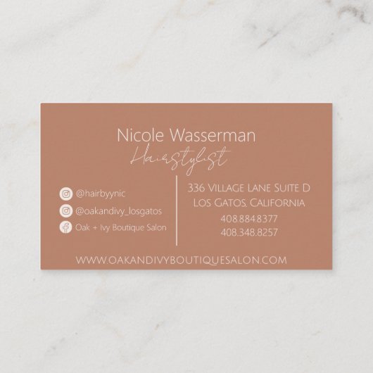 Oak + Ivy名刺 名刺 (裏面)