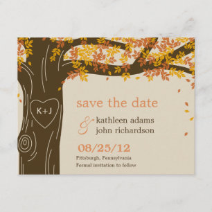 Oak Tree秋の結婚式日付カードの保存 セーブザデート