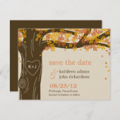 Oak Tree秋の結婚式日付カードの保存 セーブザデート (正面/裏面)