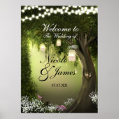 Oak Tree Enchanted Forest Garden Wedding Poster ポスター (正面)