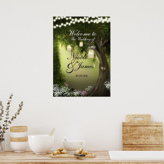 Oak Tree Enchanted Forest Garden Wedding Poster ポスター (キッチン)