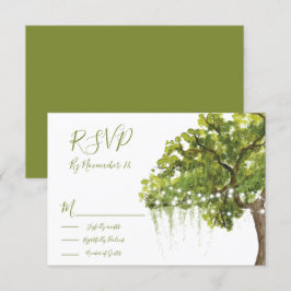 Oak Tree Mossライト応答カードRSVP 出欠カード