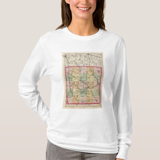 Oakland郡、ミシガン州の地図 Tシャツ (正面)