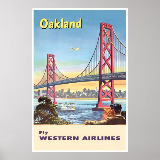 Oakland Art California Travel Poster Western Print ポスター (正面)
