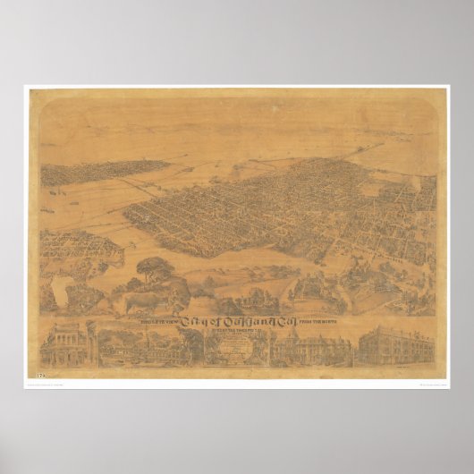 Oakland, CA. Panoramic Map 1881 (1231A) ポスター (正面)