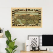 Oakland California 1900 Antique Panoramic Map ポスター (ホームオフィス)
