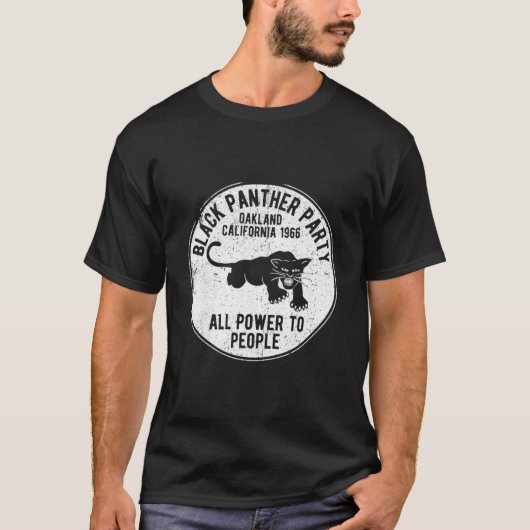 Oakland California 1966 Black Panther Py Distresse Tシャツ (正面)