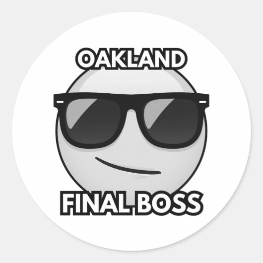 Oakland Final Boss Cool Emoji Sticker ラウンドシール (正面)