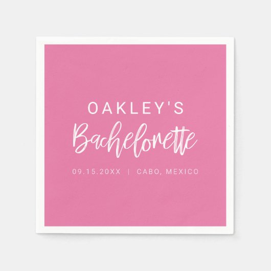 OAKLEY ホットピンク エッジィ＆ボールド バチェロレッテパーティー N スタンダードカクテルナプキン (正面)
