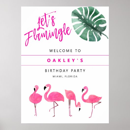 OAKLEY Flamingoホットピンク誕生日パーティーへようこそ ポスター (正面)