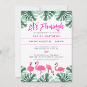 OAKLEY LET's Flamingle Tropical Pink Baby Shower 招待状 (正面)