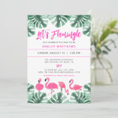 OAKLEY LET's Flamingle Tropical Pink Baby Shower 招待状 (スタンド正面)