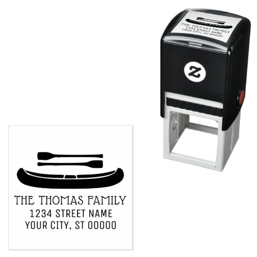 Oarsシルエット名アドレスモノグラム付カヌー セルフインキングスタンプ (インサイチュ)