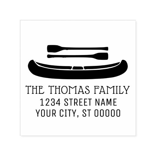 Oarsシルエット名アドレスモノグラム付カヌー セルフインキングスタンプ (デザイン)