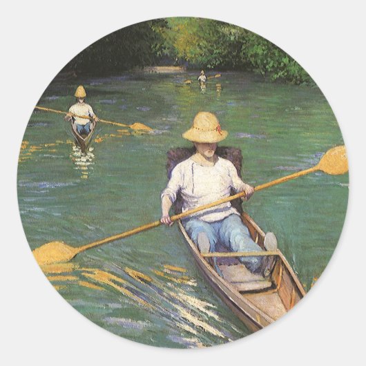 Oarsmen by Gustave Caillebotte,ヴィンテージファインアート ラウンドシール (正面)
