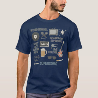 OasisバンドアイコンTシャツ - ブリットポップファンデザイン Tシャツ