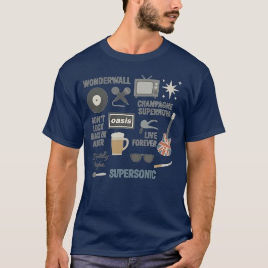 Oasis Band Icons Shirt – Britpop Fan Design Tシャツ (正面)