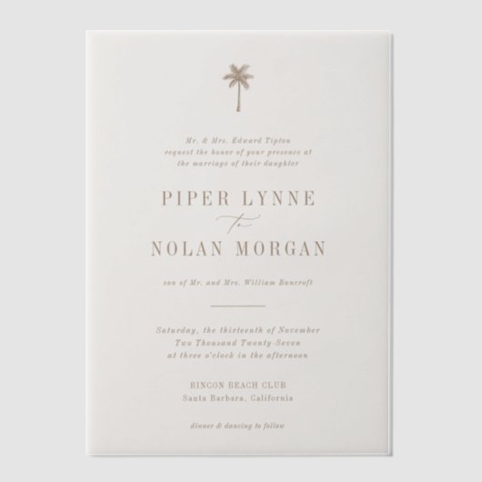 OASIS Beach Wedding  ベラム紙招待状 (正面)