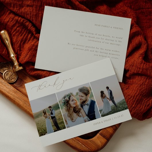 OASIS Minimalist 3 Photo Wedding サンキューカード