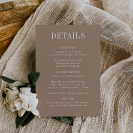 OASIS Taupe Wedding Details Card 招待状