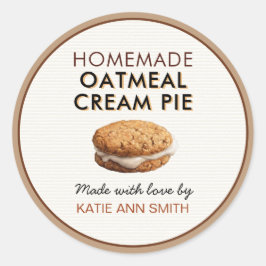 Oatmeal Cream Pie Label | Homemade Bakery Sticker ラウンドシール