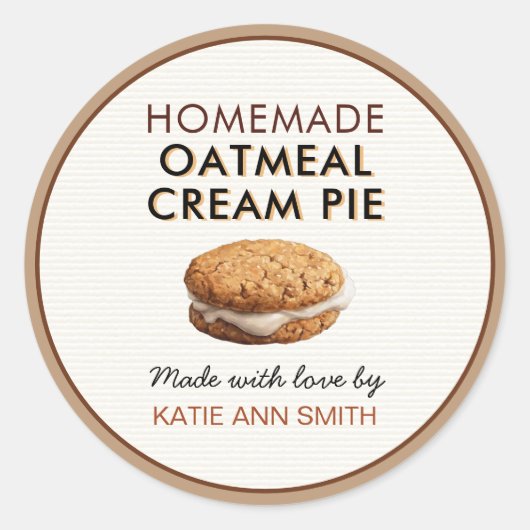 Oatmeal Cream Pie Label | Homemade Bakery Sticker ラウンドシール (正面)