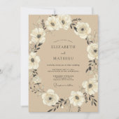 Oatmeal Rustic Botanical Wedding 招待状 (正面)
