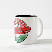 Oaxacaメキシコヴィンテージロゴ。2音式コーヒーマグ ツートーンマグカップ (正面右)