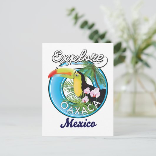 Oaxacaメキシコ旅行ロゴ ポストカード (スタンド正面)