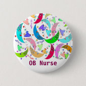 OBのナースの名前ボタンの月およびベビーの芸術 缶バッジ (正面)