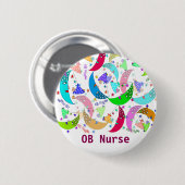 OBのナースの名前ボタンの月およびベビーの芸術 缶バッジ (正面&裏面)