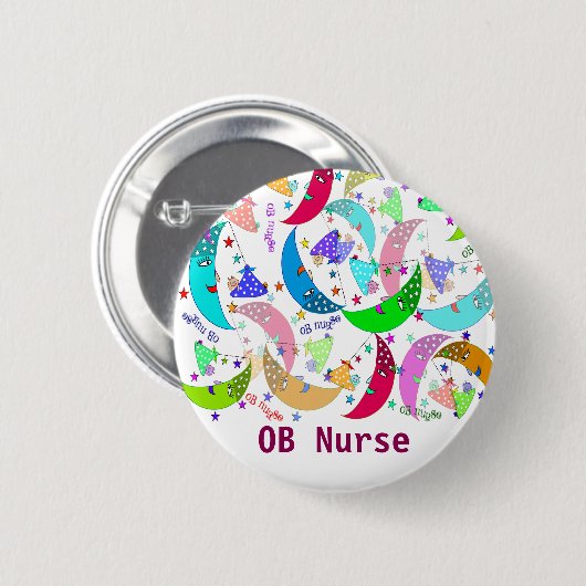 OBのナースの名前ボタンの月およびベビーの芸術 缶バッジ (正面&裏面)