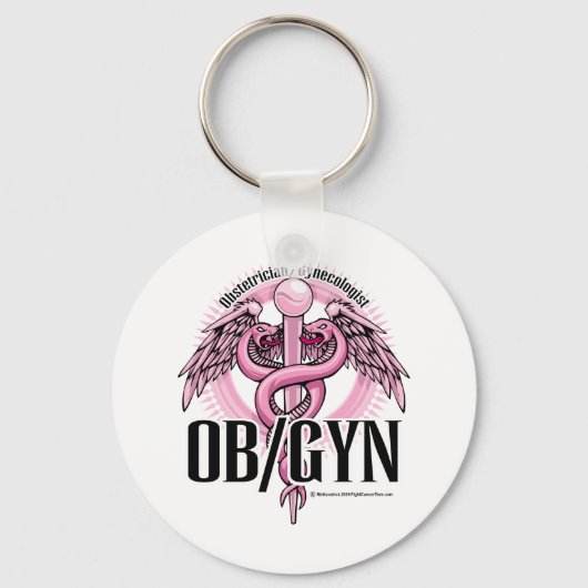 OB/GYNピンクカドゥセウス キーホルダー (正面)