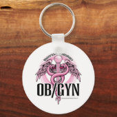 OB/GYNピンクカドゥセウス キーホルダー (正面)