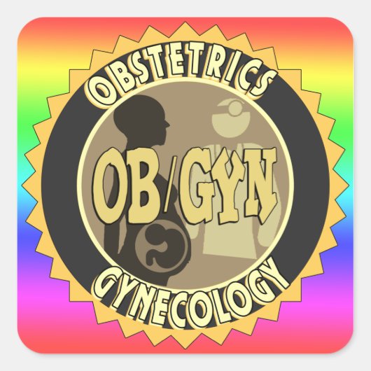 OB/GYN女性ドクターロゴ スクエアシール (正面)