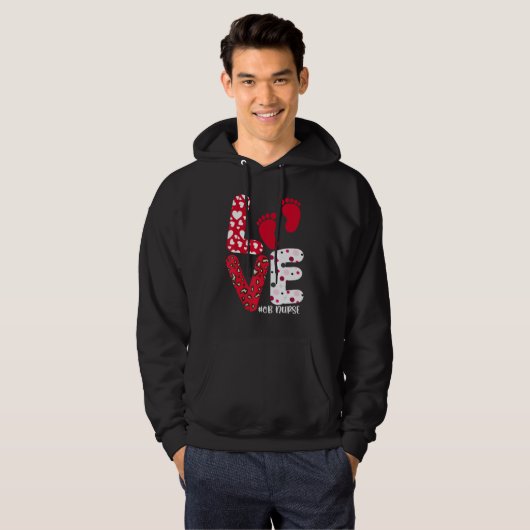 OB Nurse Valentines Day Delivery Labor Nursing Lov パーカ (正面フル)