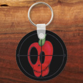 OBAキーチェーン、赤いリンゴスカルのターゲットロゴ キーホルダー (正面)