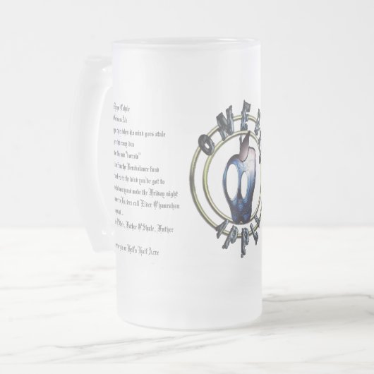 OBA "地獄半分のエーカー"のマグを曇らしました フロストグラスビールジョッキ (正面左)