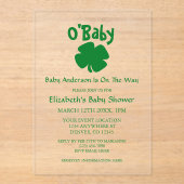 O'Baby St Patrick's Day Baby Shower アクリル招待状 (正面)